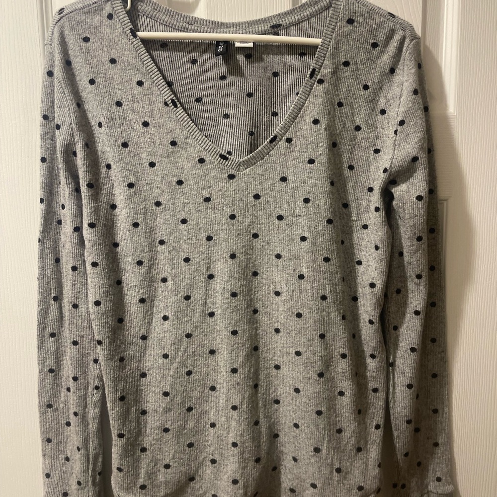 Urban Outfitters BDG V Neck Ribbed‎ Polka Dot Long Sleeve Women’s Sz M